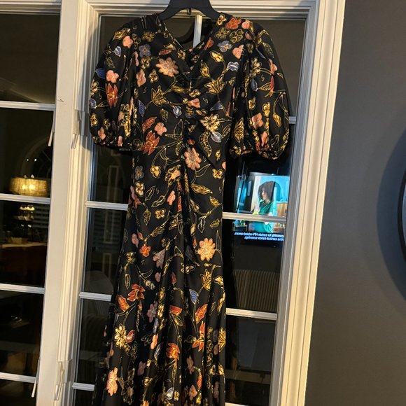 Ulla Johnson Black Floral Midi Dress - Picture 2 of 4